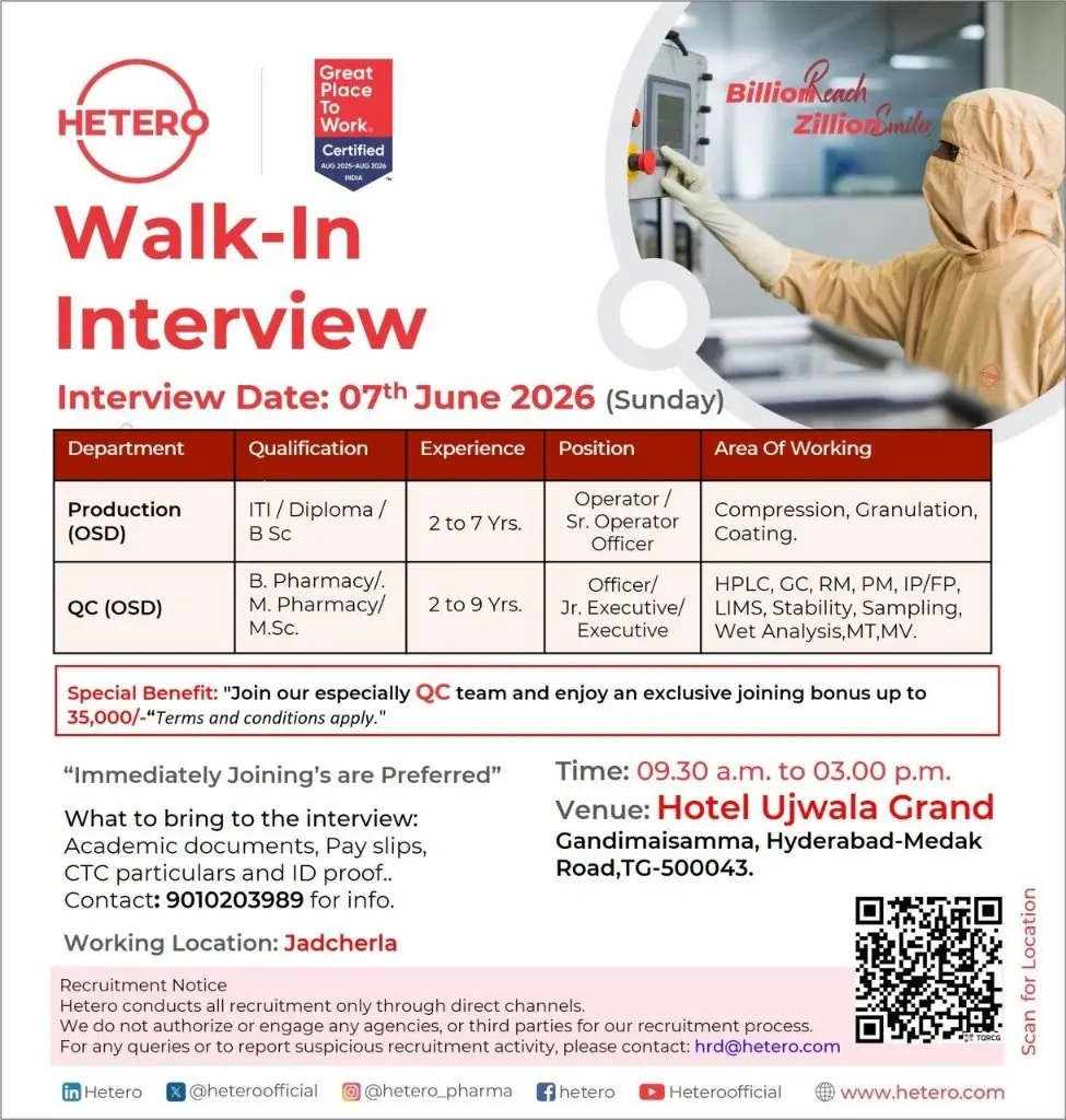 Hetero walk-in Production and QC 3 Hetero walk-in Production and QC