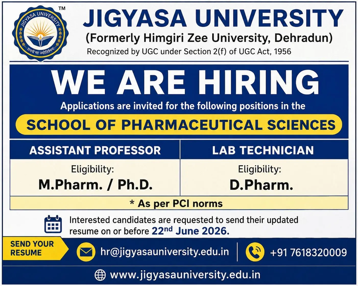 Jigyasa University Hiring Assistant Professor & Lab Technician 2 Jigyasa University Hiring Assistant Professor & Lab Technician