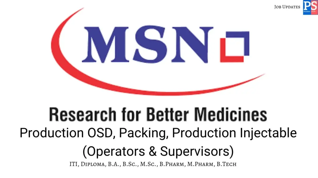 MSN walk-in OSD Production, Packing & Injectable