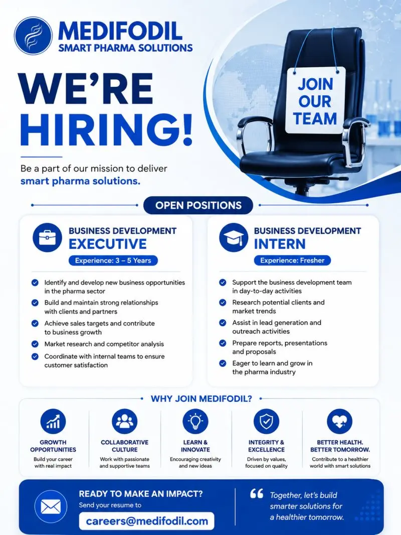 Medifodil Hiring: BD Executive & Fresher Intern Roles 2 Medifodil Hiring BD Executive & Fresher Intern Roles