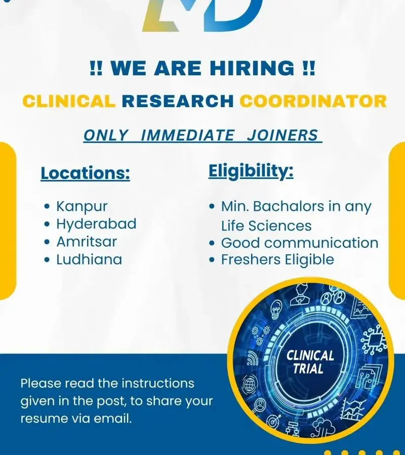 MDL CRC Hiring Freshers | Life Sciences | Multiple Cities