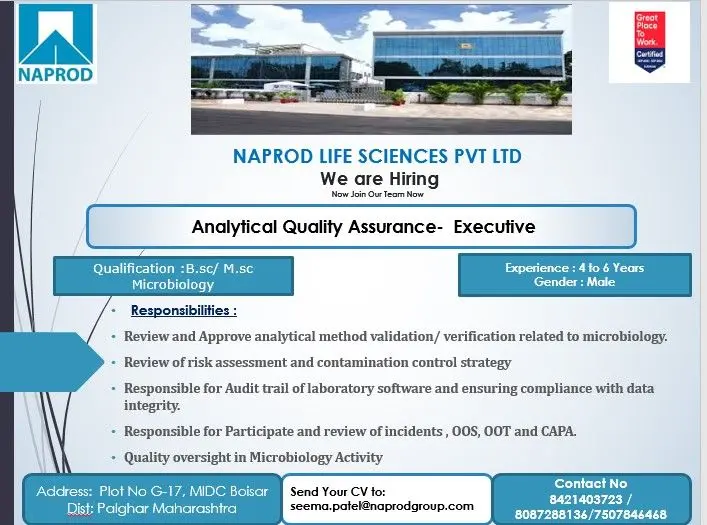 Naprod Hiring Analytical QA Executive 3 Naprod Hiring Analytical QA Executive