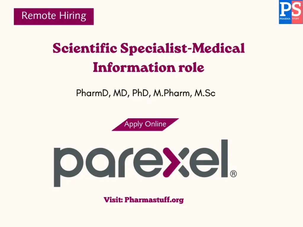 Parexel Hiring Scientific Specialist – Medical Info