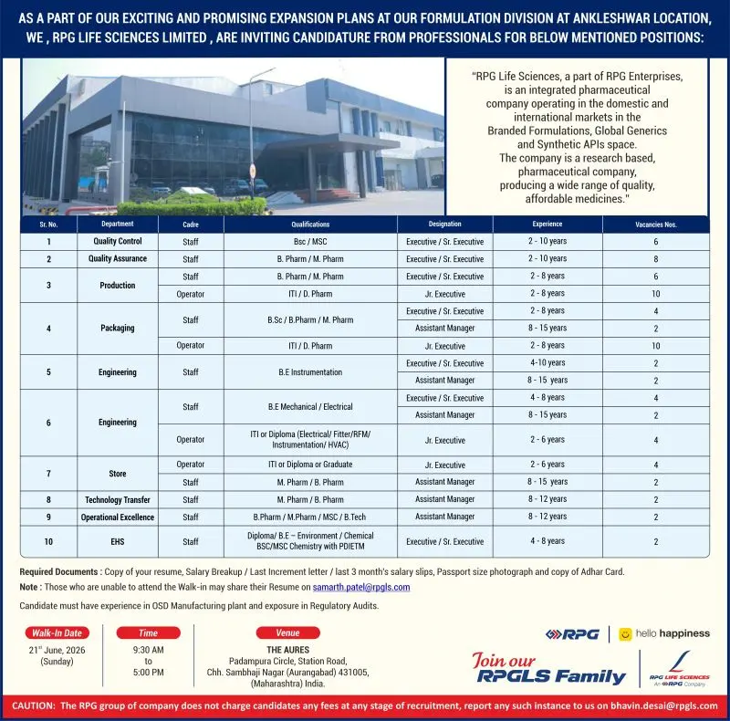 RPG walk-in QC, QA, Production, Engineering and Packaging 3 RPG walk-in QC, QA, Production, Engineering and Packaging