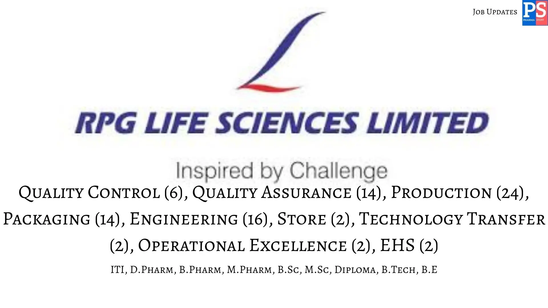 Pharma Jobs, Biotech Jobs, Clinical Research, Pharmacovigilance Jobs 18 RPG walk in QC QA Production Engineering and Packaging