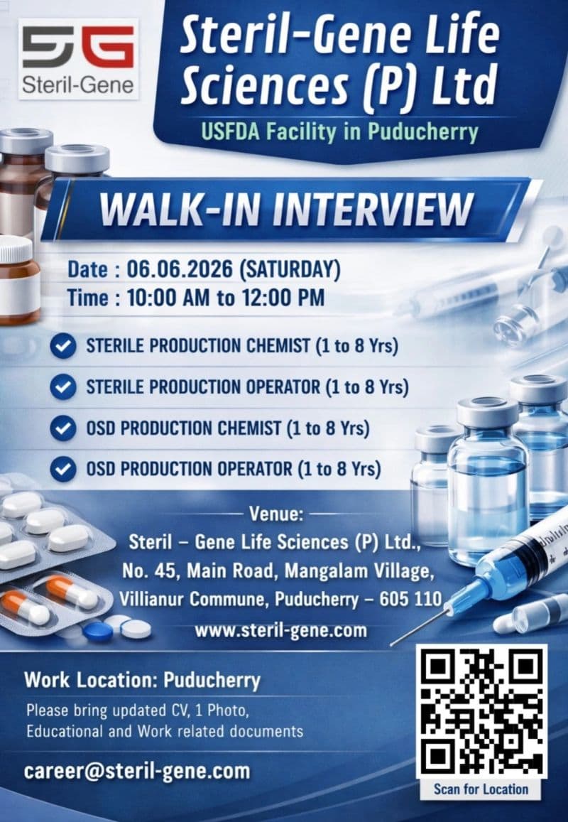 Steril-Gene Walk-In Production Chemist & Operator 3 Steril-Gene Walk-In Production Chemist & Operator