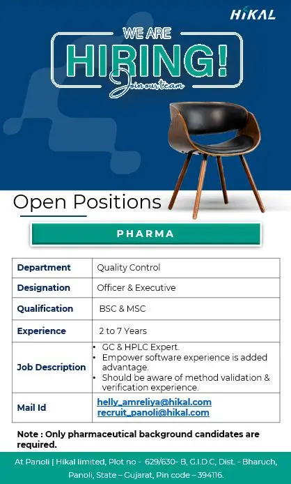 Hikal QC Officer Jobs 3 hikal-quality-control-officer-executive
